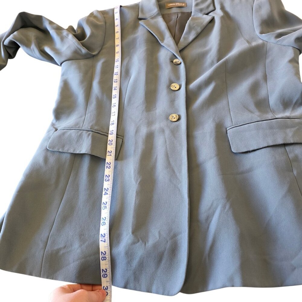 Valerie Stevens 100% Silk Blazer Gray Tailored Suit Jacket Women’s Size 14 - Picture 11 of 16